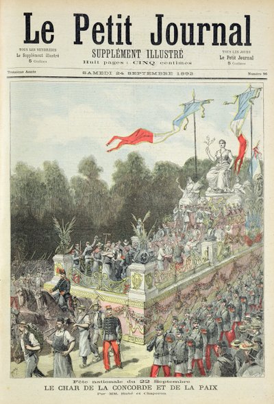 Titelseite, die den Nationalfeiertag am 22. September zur Feier des hundertjährigen Bestehens der Proklamation der Republik darstellt, Illustration aus der illustrierten Beilage von Le Petit Journal, 24. September von Henri Meyer